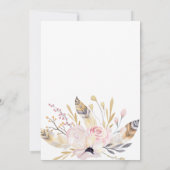 Bohemian Floral & Feathers Baby shower Invitation Kaart (Achterkant)