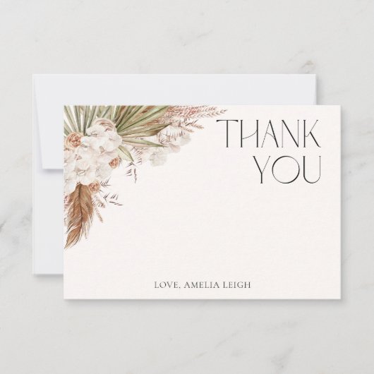 Bohemian Floral & Feathers Dank u kaart (Voorkant)