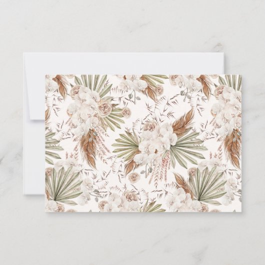 Bohemian Floral & Feathers Dank u kaart (Achterkant)