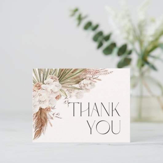 Bohemian Floral & Feathers Dank u kaart (Staand voorkant)