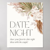 Bohemian Floral & Feathers Datum Nacht Poster (Voorkant)