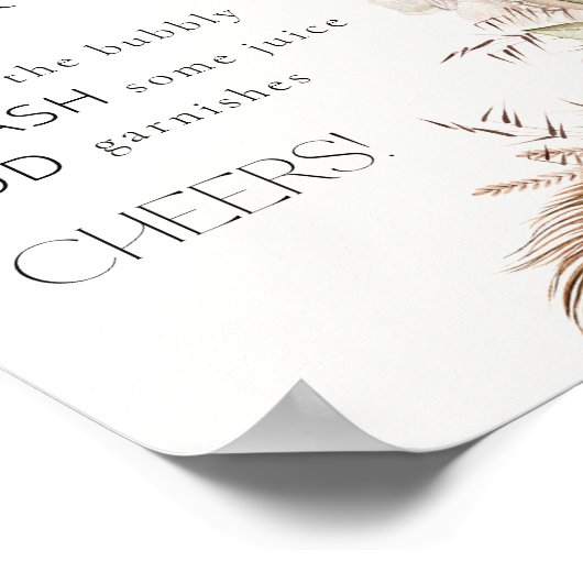 Bohemian Floral & Feathers Mimosa Bar Poster (Hoek)