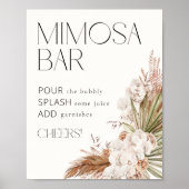 Bohemian Floral & Feathers Mimosa Bar Poster (Voorkant)