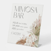 Bohemian Floral & Feathers Mimosa Bar Reclamebord Met Voetstuk (Voorkant)