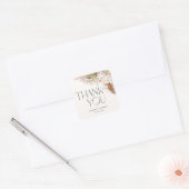 Bohemian Floral & Feathers Shower Dank u Vierkante Sticker (Envelop)