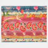 Bohemian Floral Fleece Blanket Deken (Voorkant (Horizontaal))