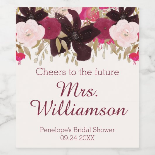 Bohemian Floral Future Mrs Vrijgezellenfeest Label Wijn Etiket (Enkel label)