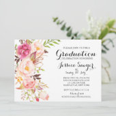 Bohemian Floral Graduation party Invitation Kaart (Staand voorkant)