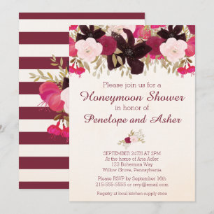 Bohemian Floral Honeymoon Shower Uitnodiging