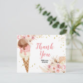 Bohemian Floral Ice Cream Hartelijk dank Bedankkaart (Staand voorkant)