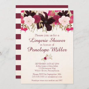 Bohemian Floral Lingerie Shower Invitation Kaart