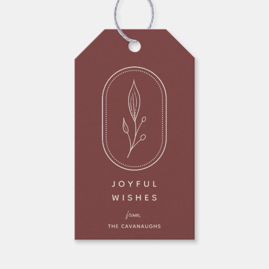 Bohemian Floral Logo Holiday Gift Labels Cadeaulabel (Voorkant)