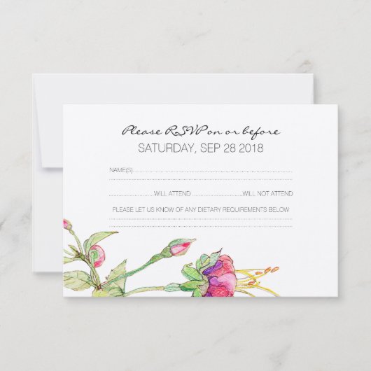 Bohemian Floral Modern Botanical Wedding RSVP Card (Voorkant)