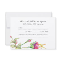 Bohemian Floral Modern Botanical Wedding RSVP Card