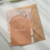 Bohemian Floral Modern Terracotta Wedding Kaart