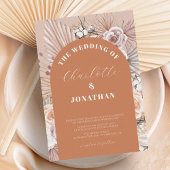 Bohemian Floral Modern Terracotta Wedding Kaart