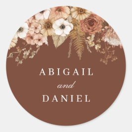 Bohemian Floral Modern Wedding Ronde Sticker