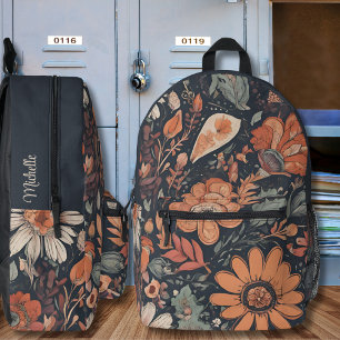 Bohemian Floral Monogram Bedrukte Rugzak