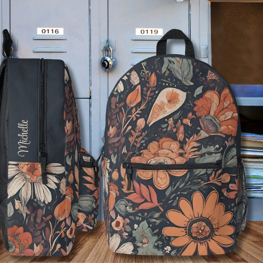 Bohemian Floral Monogram Bedrukte Rugzak