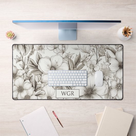 Bohemian Floral Monogram Bureaumat (Kantoor 1)