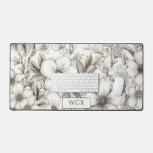 Bohemian Floral Monogram Bureaumat (Keyboard & Muis)