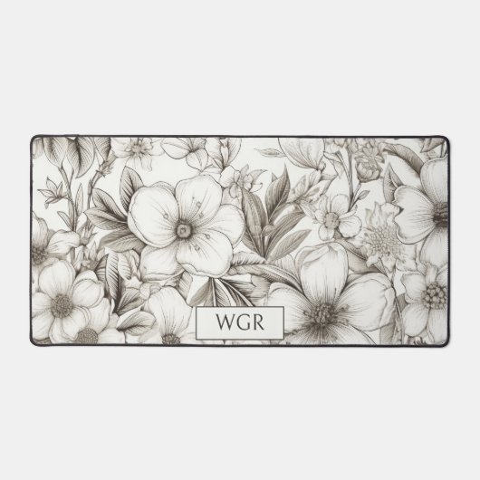 Bohemian Floral Monogram Bureaumat (Voorkant)