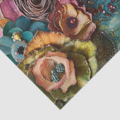 Bohemian Floral Muse Portret, Decoupage Collage Tissuepapier (Detail)