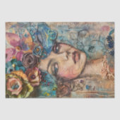 Bohemian Floral Muse Portret, Decoupage Collage Tissuepapier (Voorkant)