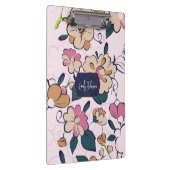 Bohemian Floral Navy Name Monogram Klembord (Rechts)