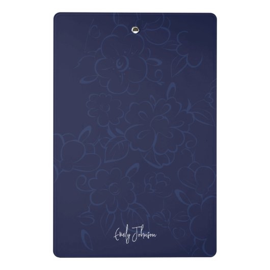 Bohemian Floral Navy Name Monogram Mini Klembord (Achterkant)