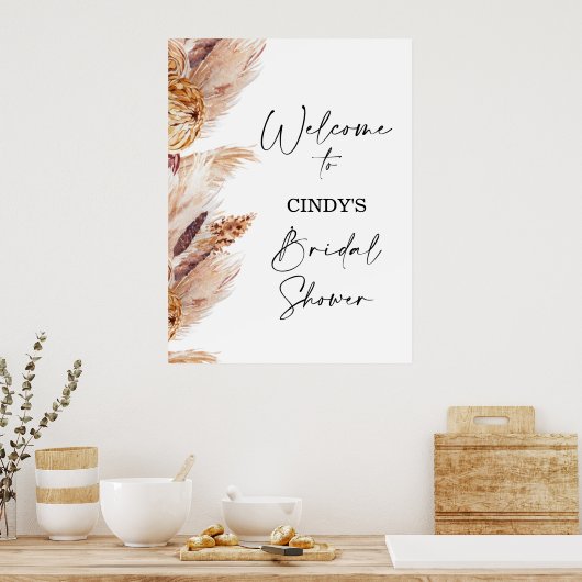 Bohemian Floral Pampas Vrijgezellenfeest Welkom Poster (Keuken)