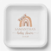 Bohemian Floral Pastel Rainbow Baby shower Papieren Bordje (Voorkant)