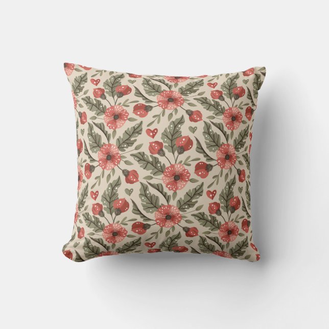 Bohemian Floral Pattern Kussen (Voorkant)