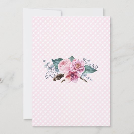 Bohemian Floral Pink Twin Baby Girls Shower Kaart (Achterkant)