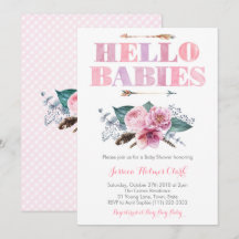 Bohemian Floral Pink Twin Baby Girls Shower
