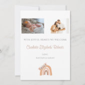 Bohemian Floral Rainbow Foto geboorteverklaring Kaart (Achterkant)