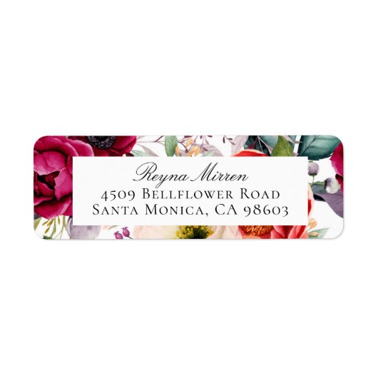 Bohemian Floral Return Address Etiket (Voorkant)