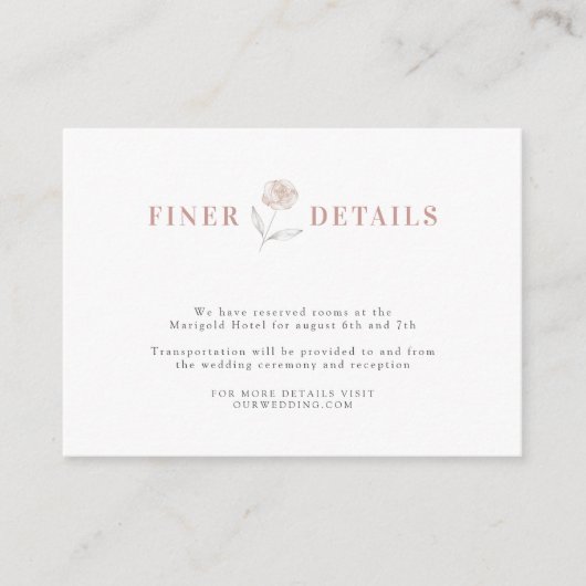 Bohemian Floral Rustic Wedding Finer - Gegevens Informatiekaartje (Voorkant)