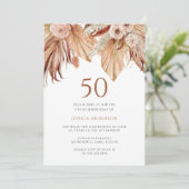 Bohemian Floral Terracotta Boho 50th Birthday Kaart (Staand voorkant)