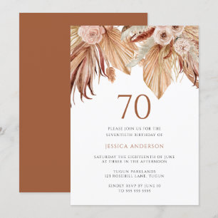 Bohemian Floral Terracotta Boho 70th Birthday Kaart