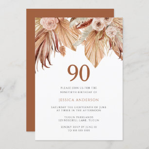 Bohemian Floral Terracotta Boho 90th Birthday Kaart