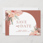 Bohemian Floral Terracotta & Ivory Save our Date I Kaart (Voorkant)