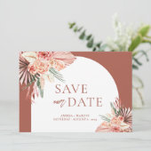 Bohemian Floral Terracotta & Ivory Save our Date I Kaart (Staand voorkant)