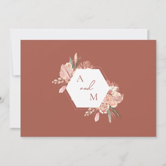 Bohemian Floral Terracotta & Ivory Save our Date I Kaart (Achterkant)