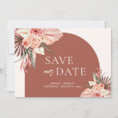 Bohemian Floral Terracotta & Ivory Save our Date Kaart (Voorkant)