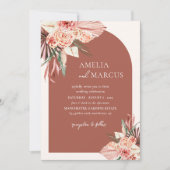 Bohemian Floral Terracotta & Ivory Wedding Invitat Kaart (Voorkant)