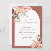 Bohemian Floral Terracotta & Ivory Wedding Kaart (Voorkant)