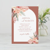 Bohemian Floral Terracotta & Ivory Wedding Kaart (Staand voorkant)