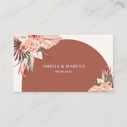 Bohemian Floral Terracotta & Ivory Wedding Plaatskaartje (Achterkant)