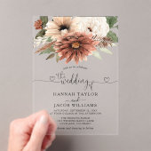 Bohemian Floral Terracotta Wedding Acryl Uitnodigingen (Insitu (Draagbaar))